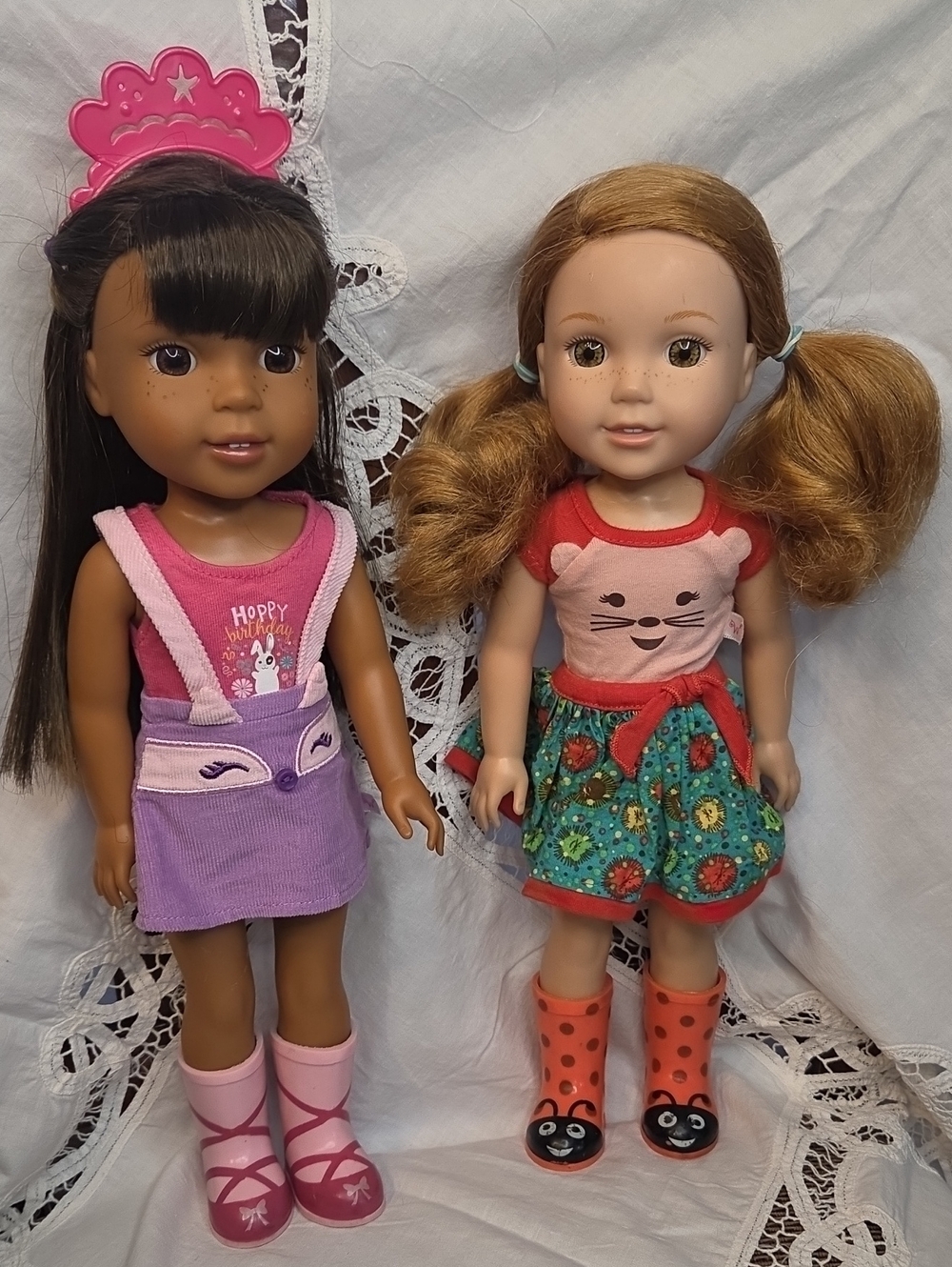 American Girl Wellie Wishers Willa & Ashlyn 14" Dolls w/Outfits Bundle **READ**